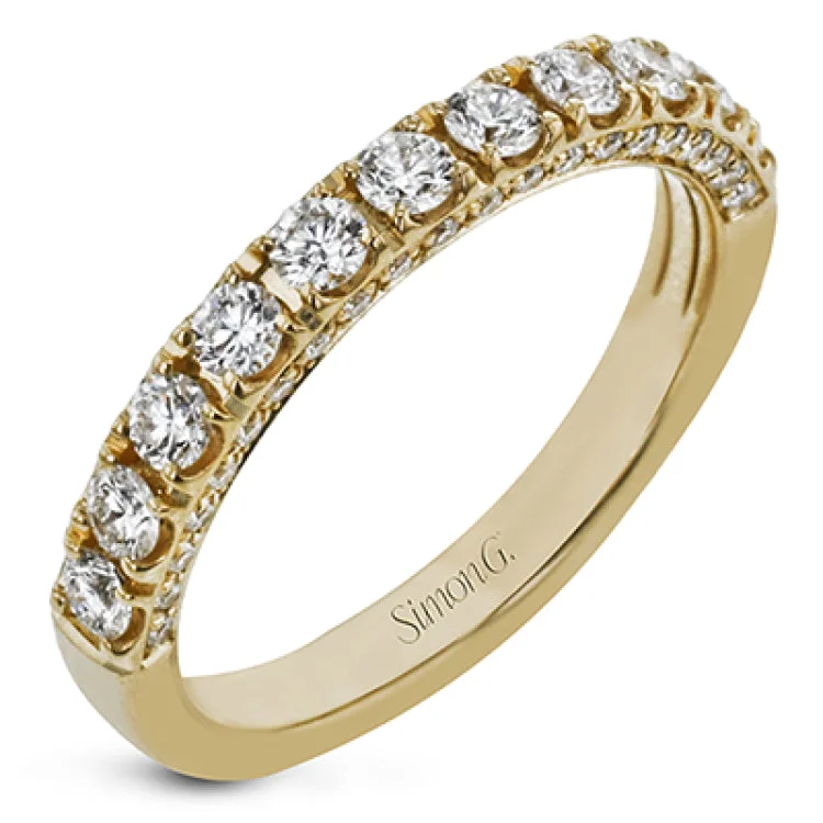 This wonderful band is a classic choice for a wedding band or stacking ring, set with .75 ctw of white diamonds.